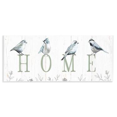 Imagem de Stupell Industries Pássaros empoleirados Home Letters Wall Plaque Art Design por Elizabeth Tyndall, 18 x 43 cm