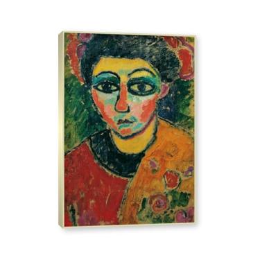 Imagem de NHLDZYH Moldura de champanhe. Impressões de arte Alexej von Jawlensky - Pintura de retrato - (Retrato de uma mulher 14) - Pôster de decoração de parede vintage. 70 x 105 cm - 27,6 x 41,4 pol