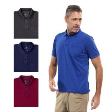 Imagem de Kit 4 Camisa Polo Masculina Pique Premium com Bolso Casual-Masculino
