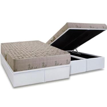 Imagem de Conjunto Box Baú Queen: Colchão Espuma Herval D33 Cannes + Base CRC Linhão White (158x198)