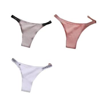 Imagem de Conjunto De 3 Calcinhas Femininas De Algodão, Tanga Sexy, Lingerie Ínt