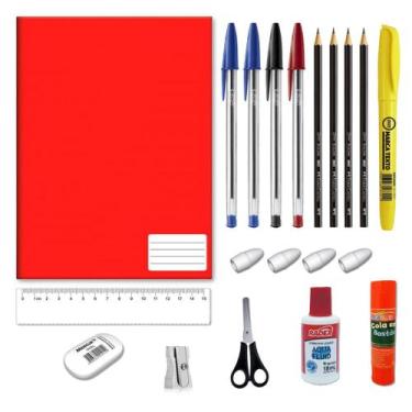Imagem de Material escolar kit com 20 peças, escolha a cor do caderno Grande - F