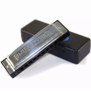 Imagem de Gaita De Boca Harmonica Swan 10 Furos Tom C Do Maior Com Estojo Pratea