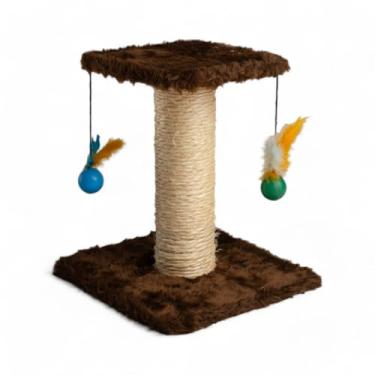 Imagem de Arranhador de Gato com Poste Sisal e Brinquedos de Bolinha e Pena(Marrom)