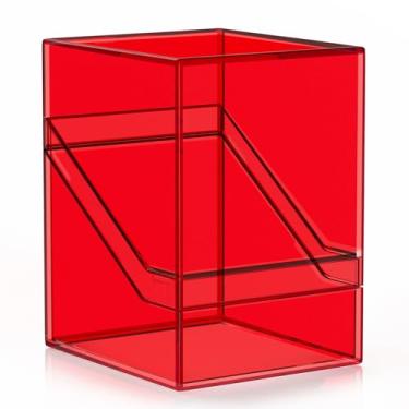 Imagem de Mlikero Card Deck Cases, Acrylic Commander Deck Box Holding 100+ Sleeved Cards with Dividers, Clear Card Storage Box Fit for MTG, TCG, Sports Cards (Red)