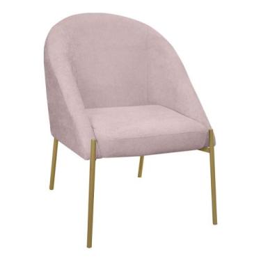 Imagem de Banqueta Poltrona Lua Pé Metal Bouclê Ideal Para Sala Penteadeira Ou S