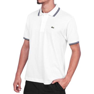 Imagem de Camisa Polo Lacoste Clássico Fit Branco e Marinho-M