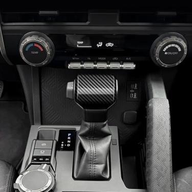 Imagem de KUJOOY Para Toyota Tacoma 2024 2025 para 4Runner 2025 Acessórios interiores decoração painel console central tampa de saída de ar moldura decorativa ABS (grão de fibra de carbono, tampa de mudança de