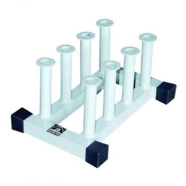 Imagem de Suporte Barra De Chão (8 Barras) Aço E Tubo Pintado Branco - ANILHAS F