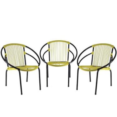 Imagem de Kit Com 3 Cadeiras De área Amarelas Eclipse - PANERO MÓVEIS