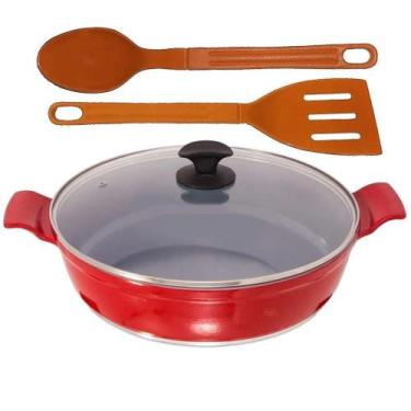 Imagem de Frigideira Vermelho Antiaderente Cerâmica Talher 05 Aa 30cm - JAVALI