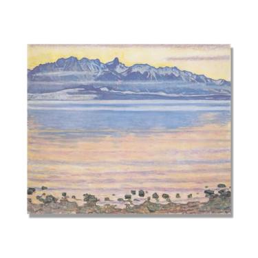 Imagem de Pinturas a óleo famosas, (paisagem 07) por Ferdinand Hodler, reprodução impressa em tela, arte de cenário para decoração de sala de estar. Somente tela de 70 x 84 cm - 27,5 x 33,1 pol