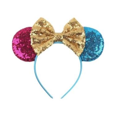 Imagem de Tiara De Orelhas De Rato Com Lantejoulas E Laço Para Meninas Com Pérol