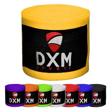 Imagem de DXM SPORTS Luvas internas de boxe - Bandagens elásticas de 450 cm - Kickboxing MMA Muay Thai Kickboxing artes marciais treinamento de perfuração para homens e mulheres (Amarelo)