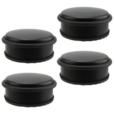 Imagem de KINJOEK Batente De Porta Resistente Sem Perfuração, 4 Peças, Aço Inoxidável, Cercado Com Elásticos Protetores, Cunha Antiderrapante Para Escritório, Casa, Garagem, Lavanderia, Preto