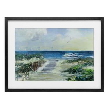 Imagem de Stupell Industries Dois guarda-chuvas de praia litoral preto emoldurado sob vidro, design por Sally Swatland, 14 x 20