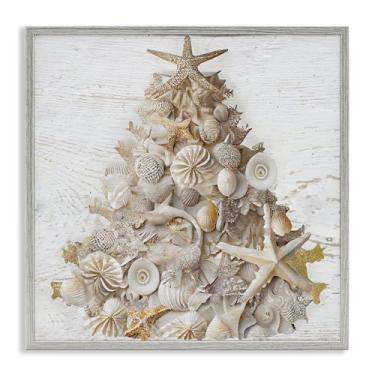 Imagem de Stupell Industries Arte giclée emoldurada cinza rústica com concha do mar, design por Sasha, 43 x 43 cm