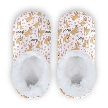 Imagem de Pantufas fofas de corgi galês para meninos e meninas sapatos de inverno infantil de lã coral para uso interno e externo antiderrapante para casa P