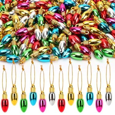Imagem de Jansun 150 peças de enfeites de bolas de Natal, mini lâmpadas de plástico, bolas penduradas com corda para decoração de festa de Natal
