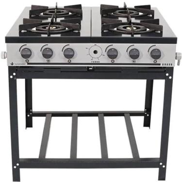 Imagem de Fogão Industrial Venâncio a Gás Bravo 4 Bocas Cinza Esmaltado BR4B