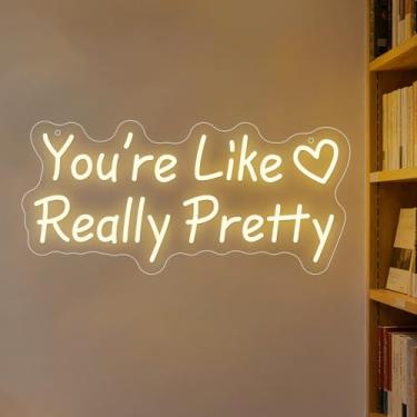Imagem de Neonawall You’re Like Really Pretty Neon Sign for Wall Decor Heart Light Up Letters Led Sign Birthday Party Signs Led Decorative Night Signs Room Decorations Christmas Party Gifts for Girl Friends