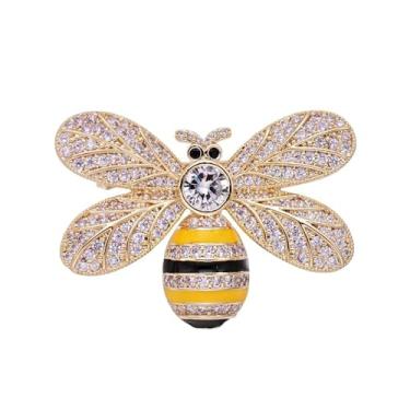 Imagem de Broche de strass de abelha delicada para mulheres e meninas - inseto de abelha de cristal abelha abelha bonito amarelo preto broches de lapela broche de lapela joias modernas para vestido terno crachá