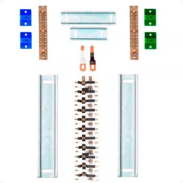 Imagem de Kit Barramento Bifásico Padrão Cemar 100A para 44 Circuitos com Termo 