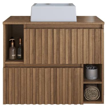 Imagem de Gabinete Suspenso 2 Portas Com Cuba Branca 75 cm BL1000 Mell FAEM