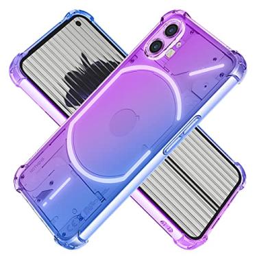 Imagem de KOARWVC Capa para celular Nothing Phone One, capa transparente gradiente fina antiarranhões TPU à prova de choque capa protetora para telefone Nothing Phone1 roxo/azul