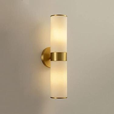 Imagem de Luminária de parede de latão, arandela moderna de vidro para penteadeira interna, luminária de parede de cobre E14, luminárias modernas para cabeceira, luminárias de parede para sala de esta