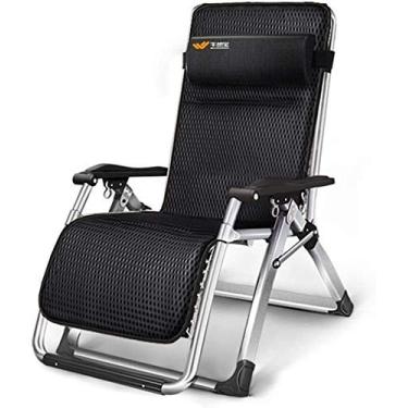 Imagem de Espreguiçadeira reclinável de pátio com travesseiro e suporte de copo para deck de gramado em casa