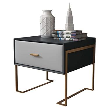 Imagem de Mesa de cabeceira, mesa lateral quadrada de 50 cm, mesa de cabeceira moderna, pequena mesa de centro moderna com suporte de aço inoxidável, para casa, quarto, sala de estar