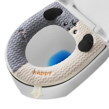 Imagem de Capa de assento de vaso sanitário quente, almofada de assento de vaso sanitário com elevador, capa de assento de vaso sanitário grossa para outono e inverno, capas de assento de vaso sanitário