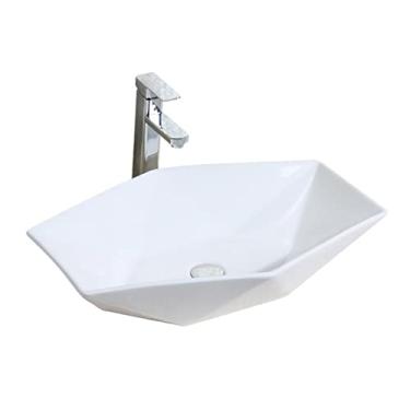 Imagem de CUTPOIY Pia de vaso de banheiro pia de vaso sanitário pia de vaso sanitário pia de vaso de cerâmica branca 57 x 36 x 12 cm