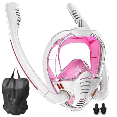 Imagem de Mascara De Mergulho Snorkel Duplo Oculos 180 Graus Respiraçao Piscina Nataçao Esporte Praia Mar Recreaçao Lazer