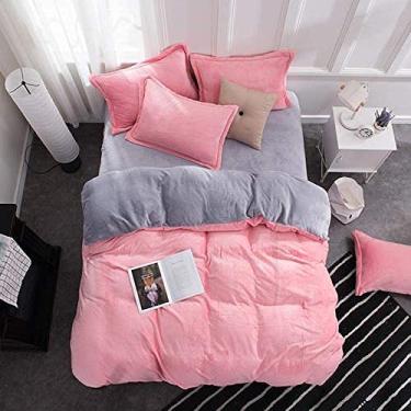 Imagem de Jogo de lençol de flanela de veludo, flanela grossa, dois lados, cor sólida, jogo de cama com capa quente de inverno - Ydl23_Twin Size 3 peças (Ydl27 King size 4 peças)