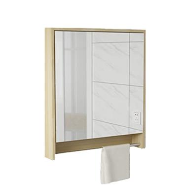 Imagem de Armário com espelho armário de parede pendurado tipo parede armário pendurado armário com prateleiras armário de armazenamento adequado para banheiro e cozinha (cor: marrom tamanho: 100 cm/39,3