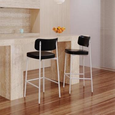 Imagem de Banqueta Alta Alloa Courino Preto Est.branca