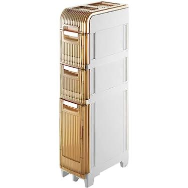 Imagem de Carrinho com rodinhas de 3/4/5 camadas, armário de armazenamento independente, pequeno armário de armazenamento de banheiro para espaços pequenos, carrinho de armazenamento utilitário, suporte de