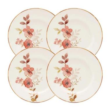 Imagem de Jogo De Pratos Fundos Kit 4 Peças 21,5Cm Cerâmica Chá Das 5 - Oxford