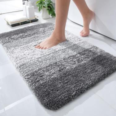 Imagem de Tapete de banho OLANLY Luxury Extra Soft Poliéster 60x40cm Cinza