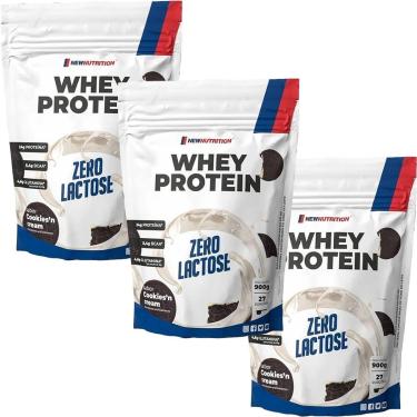 Imagem de Kit 3X Whey Protein Zero Lactose - 900g Refil Cookies and Cream - NewNutrition-Masculino