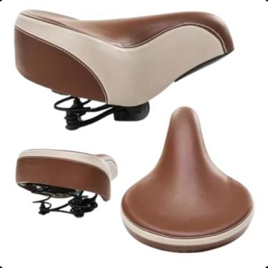 Imagem de Selim Banco De Bike 2 Molas Marrom Com Bege Retro Confortável