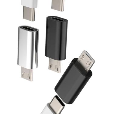 Imagem de Adaptador tipo C fêmea para micro USB macho (pacote com 3) cabo de alimentação de carregamento USB C conversor de cabo de transferência de dados micro USB Android compatível com Samsung Galaxy S6 S7