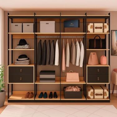 Imagem de Guarda-roupas Genialflex Closet Modulado Freijó Preto Fosco