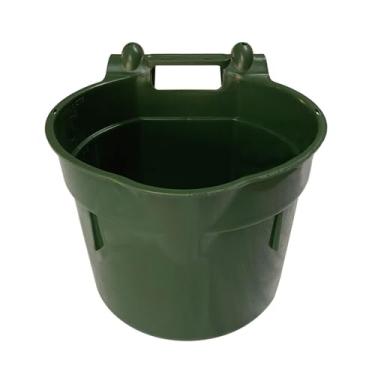 Imagem de KiBcsLic Balde de ração para cavalos com ganchos para pendurar com marcas de medição, instalação rápida e multifuncional para fazendas e pastagens, montável em, 8l