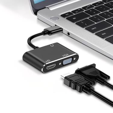 Imagem de Adaptador 2 em 1 USB-C para HDMI e VGA, Conversor Full HD com Saída de Áudio para Notebook, PC, Monitor e Projetor