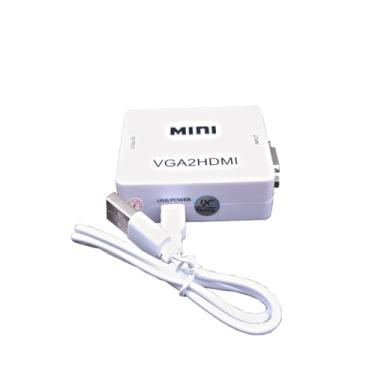 Imagem de Conversor VGA para HDMI, Mini Adaptador com Áudio, Resolução 1080p Full HD, Plug and Play, Alimentação USB, Compatível com Monitores, TVs e Projetores