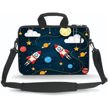 Imagem de HYUTOTA 14 15 15,4 15,4 15,6 polegadas bolsa carteiro bolsa de transporte com alça bolso acessório serve para notebooks/notebooks/tablet/pad de 14 a 15 polegadas (foguete)
