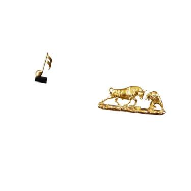 Imagem de Fenteer Escultura Criativa de Resina para Touro, Ornamento de Mesa Moderno, Estatueta de Vaca E Gado Feng Shui, Peça Central Artística para Mesa, Lareira, Pre